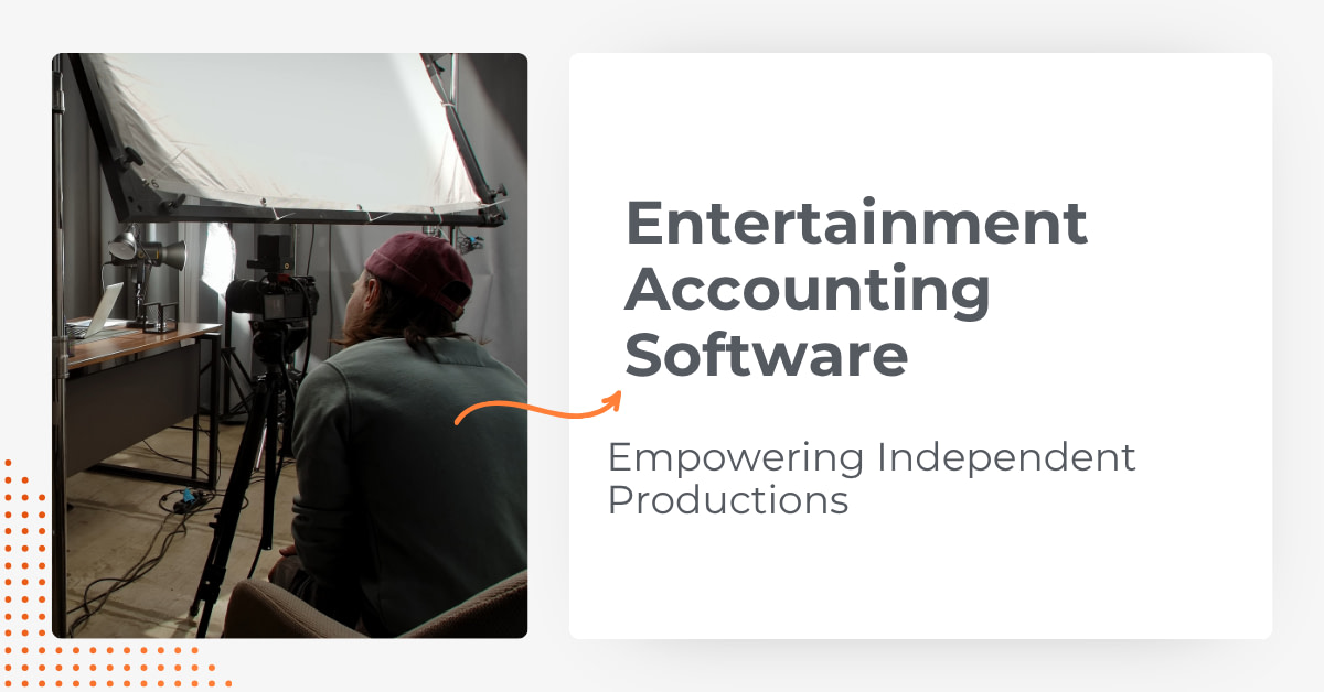 Producer analyzing budget reports using entertainment accounting software on set