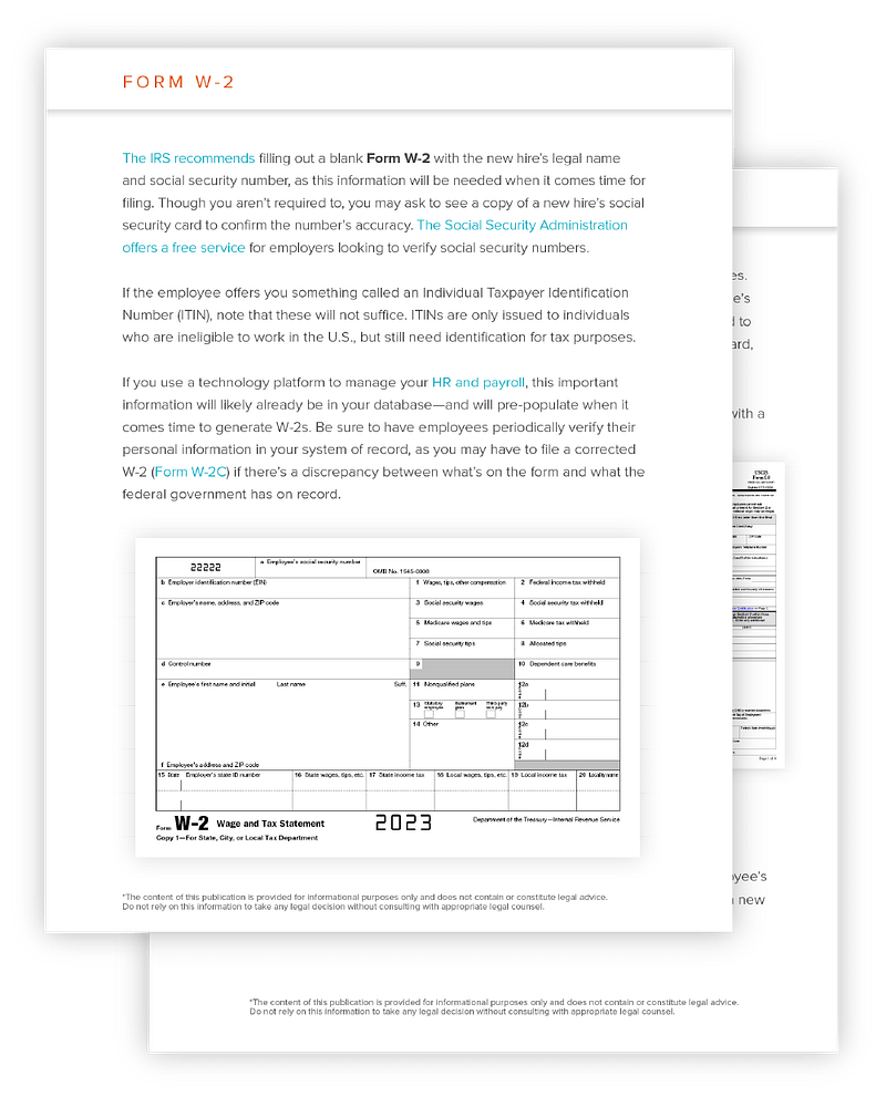 Preview image of what is inside the Employee Onboarding Packet including W2, W4 and I-9 documentation and guides