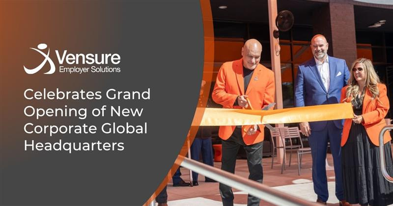 Photo of CEO Alex Campos cutting the ribbon at Vensure's Duluth office grand opening
