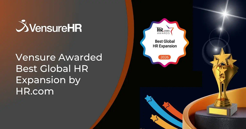 VensureHR winning HR.com Best Global HR Expansion Award