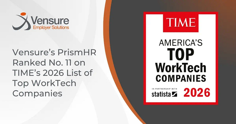PrismHR ranked No. 11 on TIME's Top WorkTech Companies 2026 award badge