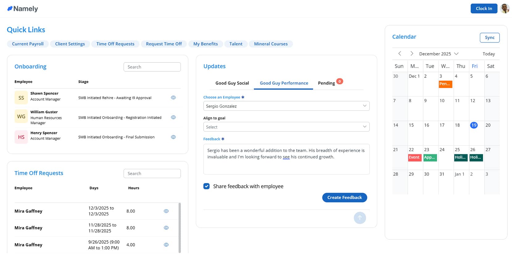 Namely Performance Review Software Performance Management in an All-in-One HCM | Namely