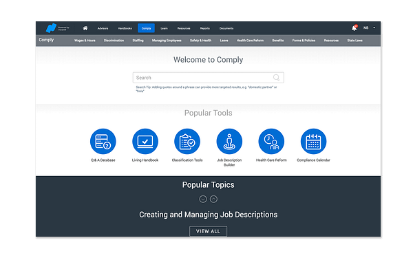 The Namely Comply compliance resources homepage