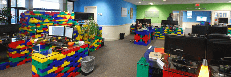 Lego standing desks at Miles Technology