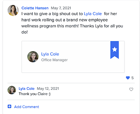 Larrys Favorite Features - employee recognitions