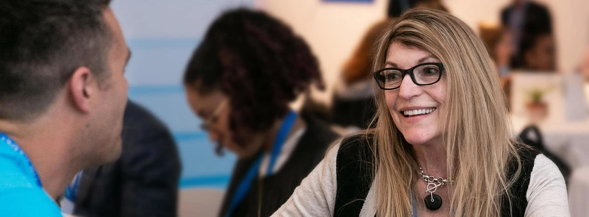 Woman Talking and Smiling