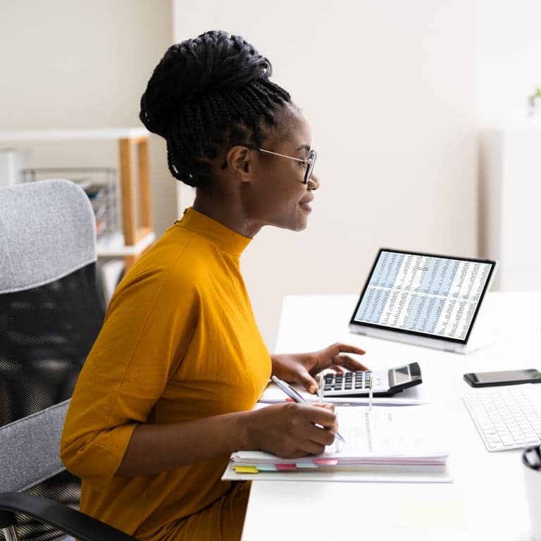 Women Working with a calculator