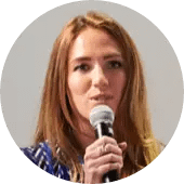 Woman talking with a microphone