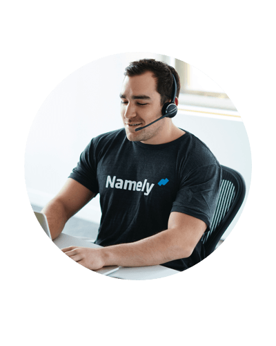 Namely worker working with a laptop