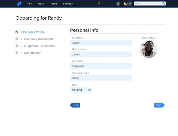 Personal Info Panel