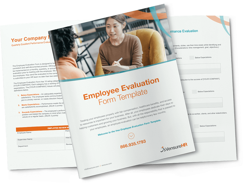 Preview image of the contents of the downloadable employee evaluation template